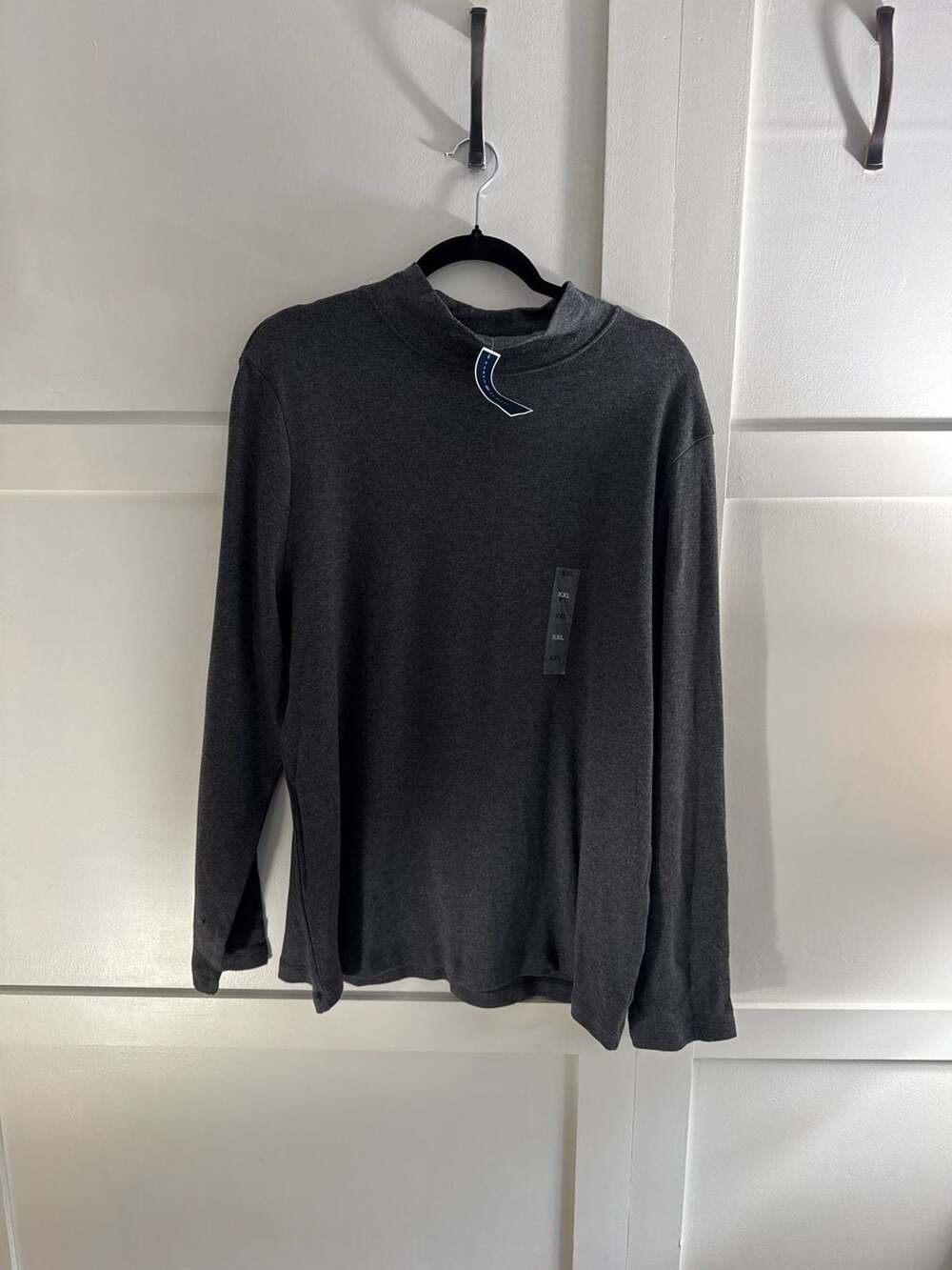 Karen Scott Women's XXL Mock Neck Long Sleeve Top Charcoal Heather